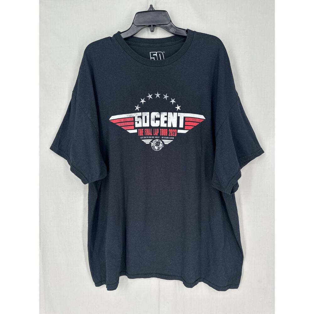 50 Cent Shirt Mens 3XL Black Graphic Rap Tee Final Lap Tour 2023 Hip Hop Music
